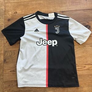 Authentic Adidas Juuentus Dybala Black and White Jersey with Red Stripe